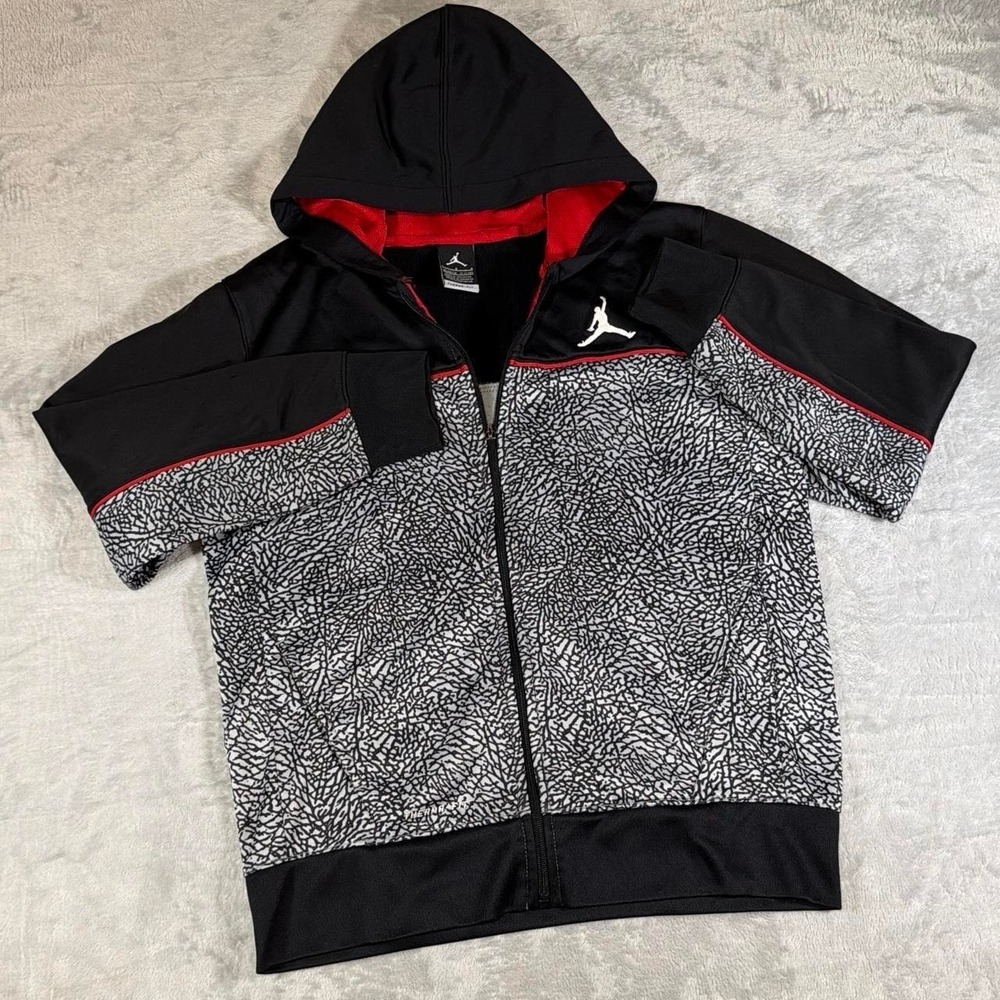 Jordan Therma-FIT Hoodie | Black/Red Elephant Print | Small